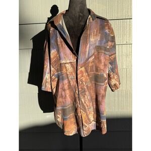 Men's Allen Wah Size Medium Short Sleeve Button Down Shirt!